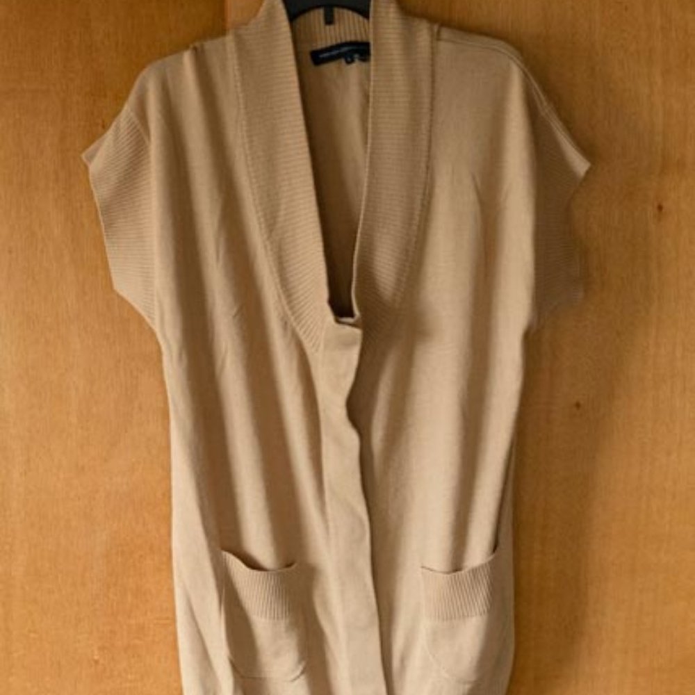 Y2K French Connection Camel Color Knitten Tunic Sweater womens L
